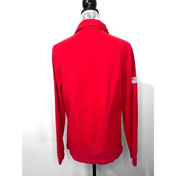 Men's Lacoste Red Long Sleeve Polo Shirt Size L - Picture 7 of 8